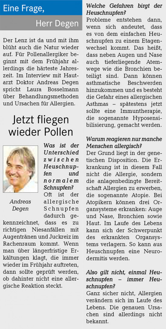 Jetzt fliegen die Pollen wieder